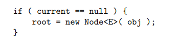 <ul><li><p>method adds an elem to the tree</p></li><li><p>very similar to the contains method with the comparisons</p></li><li><p>special case is if the tree is empty so the elem you add becomes the root → root = new Node&lt;E&gt;(obj)</p></li></ul><p></p>