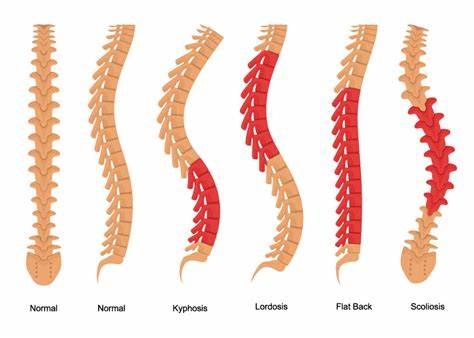 <ul><li><p><strong>Lordosis</strong></p><ul><li><p><strong>Ventral</strong> deviation of spine</p><ul><li><p>looking at the lord</p></li></ul></li></ul></li><li><p><strong>Kyphosis</strong></p><ul><li><p><strong>Dorsal</strong> deviation of spine</p></li></ul></li><li><p><strong>Scoliosis</strong></p><ul><li><p><strong>Lateral</strong> deviation of spine</p></li></ul></li></ul><p></p>