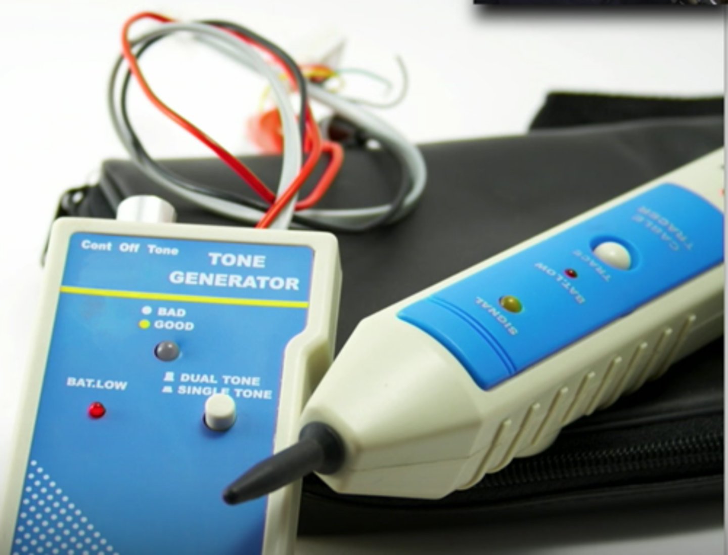 <p>A small electronic device that issues a signal on a wire pair. When used in conjunction with a tone locator, it can help locate the termination of a wire pair.</p>