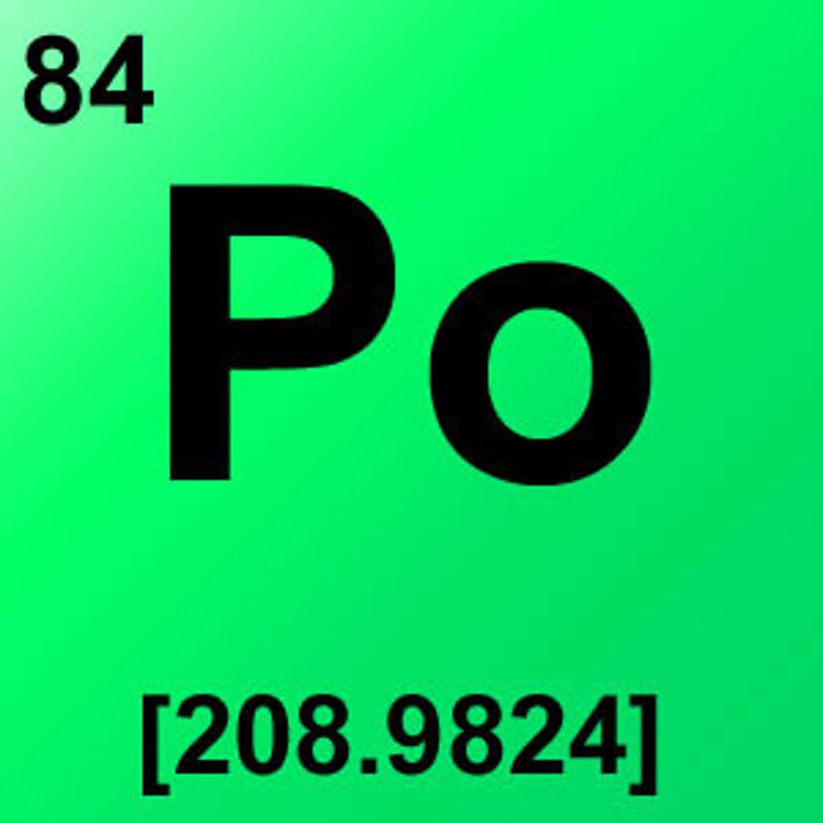 <p>Symbol: Po<br>Atomic Mass: <br>Atomic Number: 84</p>