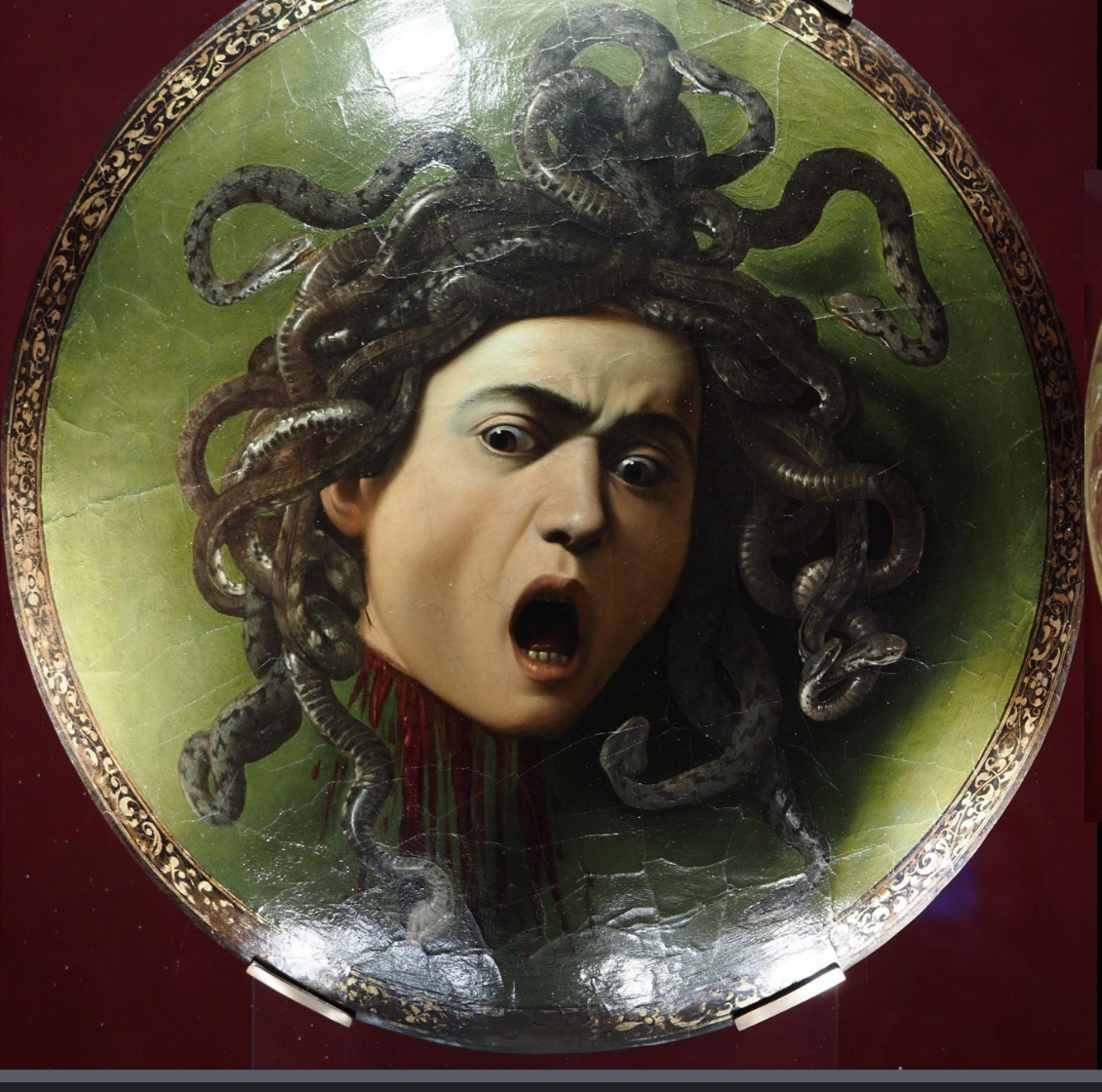 <p>Name of artist, name of work</p>