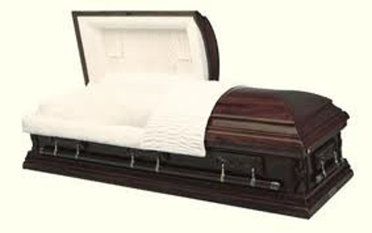 <p>a coffin that typically used to bury a person after they pass away</p>