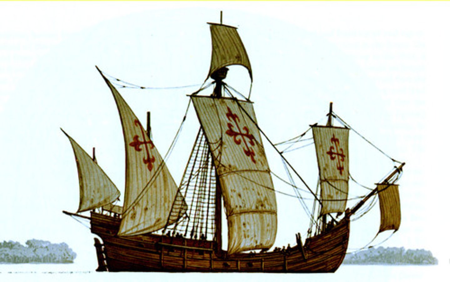 <p>A small, highly maneuverable three-masted ship used by the Portuguese and Spanish in the exploration of the Atlantic.</p>