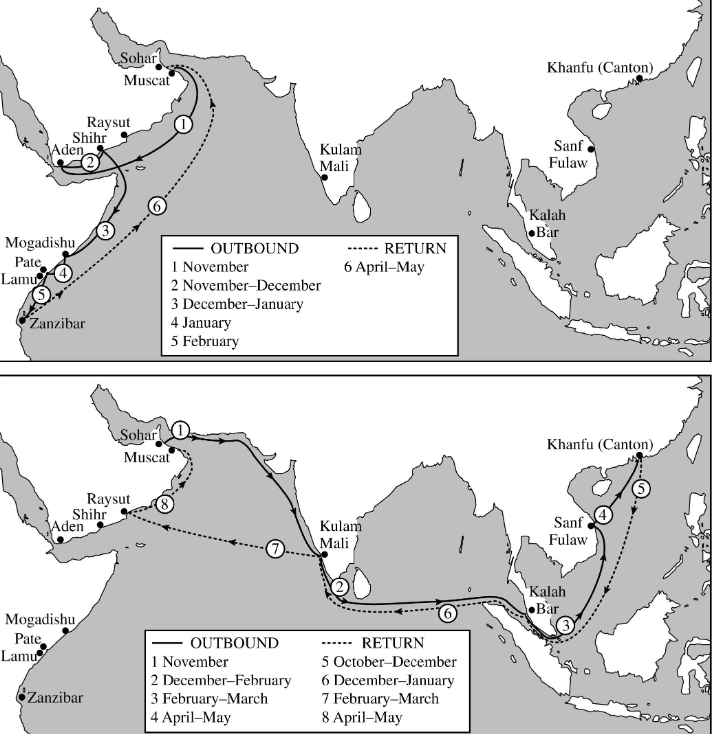 <p>Based on the maps and your knowledge of world history, which of the following best describes the effect of the spread of Islam on Indian Ocean trade?</p><p><br></p>
