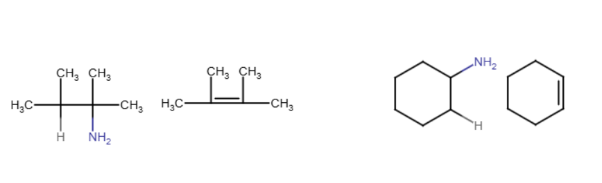 <p>The nitrogen group and a hydrogen are removed and a double bond forms between the carbons</p>