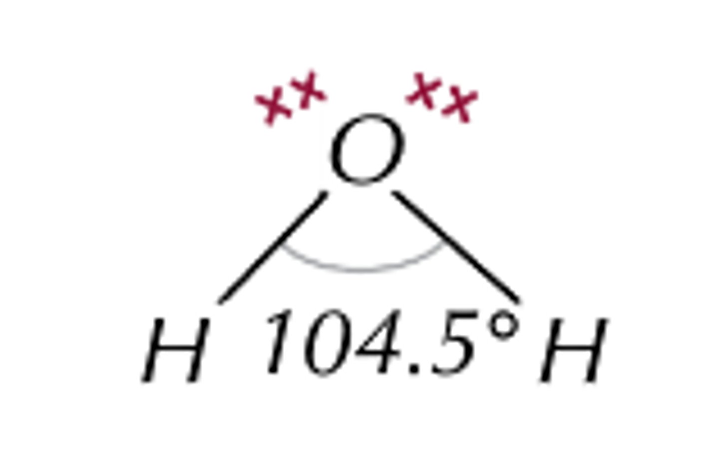 <p>2 bonded pairs<br>2 lone pairs <br>bond angle= 104.5*</p>