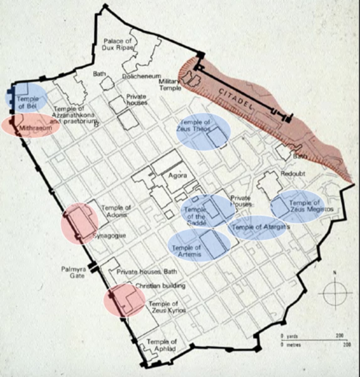 <p>• overall Roman grid of the city, based on an earlier Greek grid</p><p>• Roman with mixed ethnicities/religions</p>