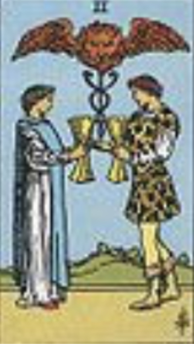 <p>2 of Cups- Upright</p>