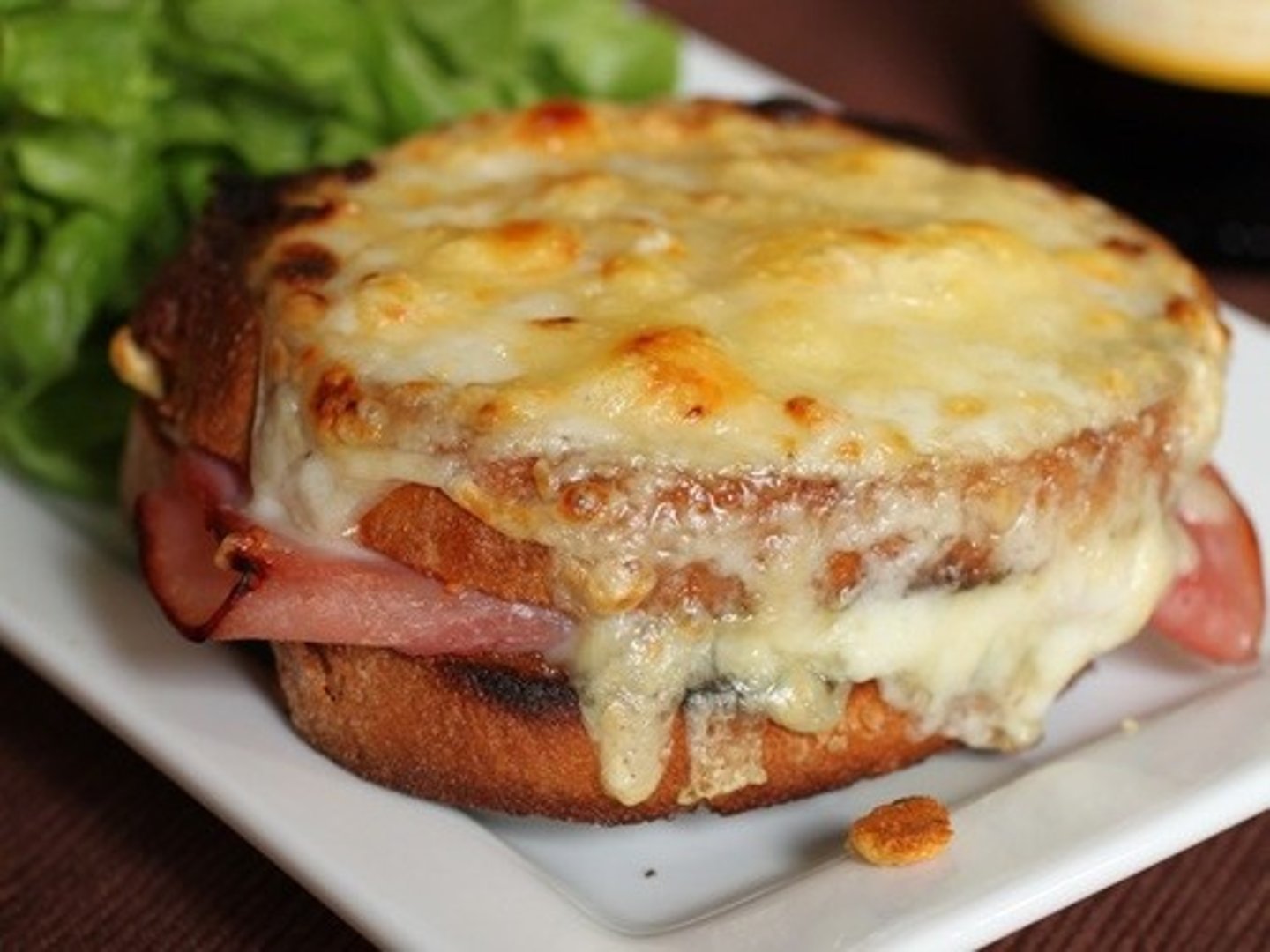 <p>an inside out grilled ham and cheese</p>