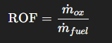 <p>ROF (mixture ratio) is the <strong>mass ratio of oxidizer to fuel</strong>:</p>