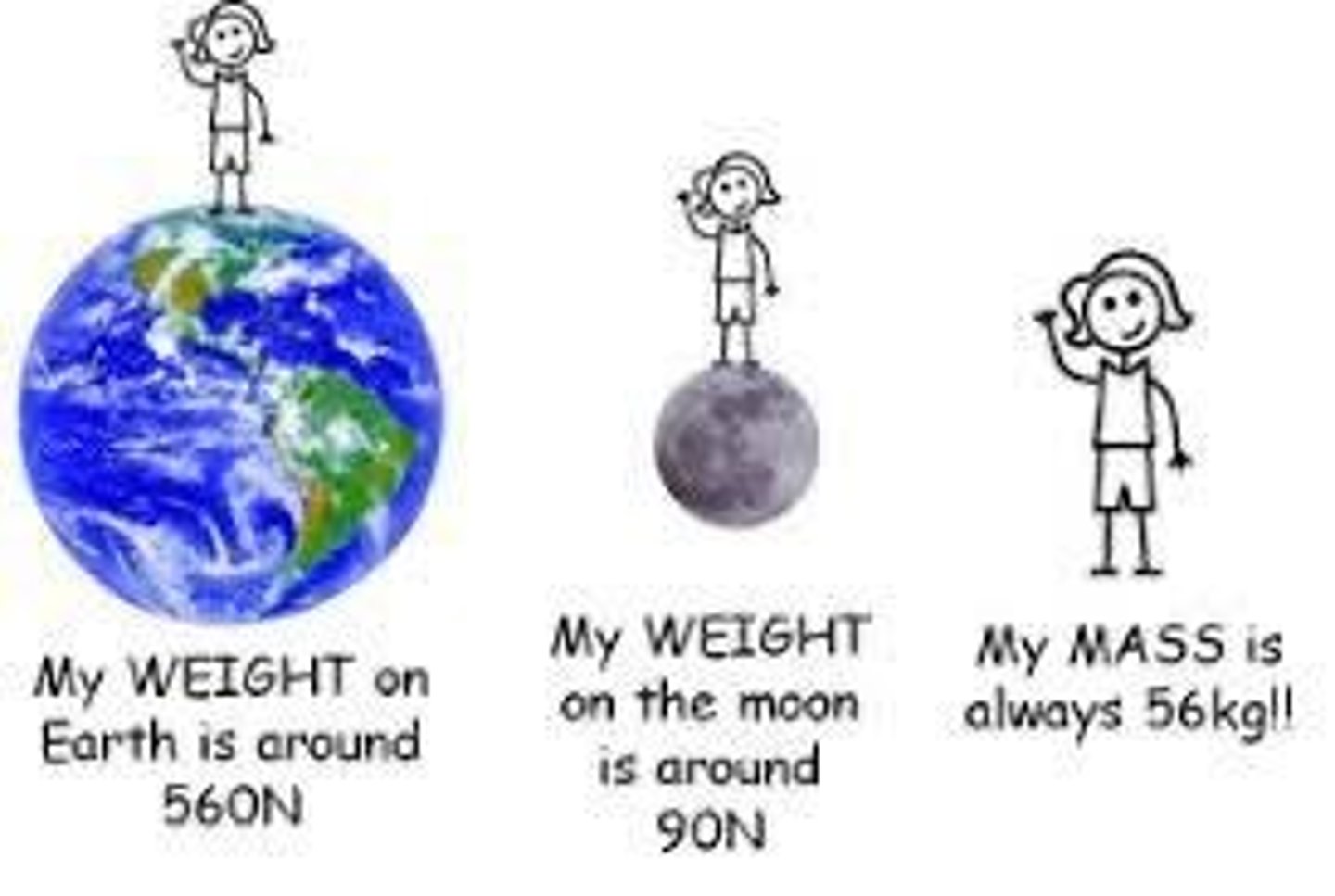 <p>Weight is the force exerted by gravity on an object, while mass is the amount of matter in the object, which does not change regardless of location.</p>