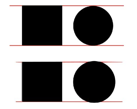 <p>the tiny bit of letter that hangs over the alignment rule to compensate for the optical illusion and makes it look the appropriate size</p>