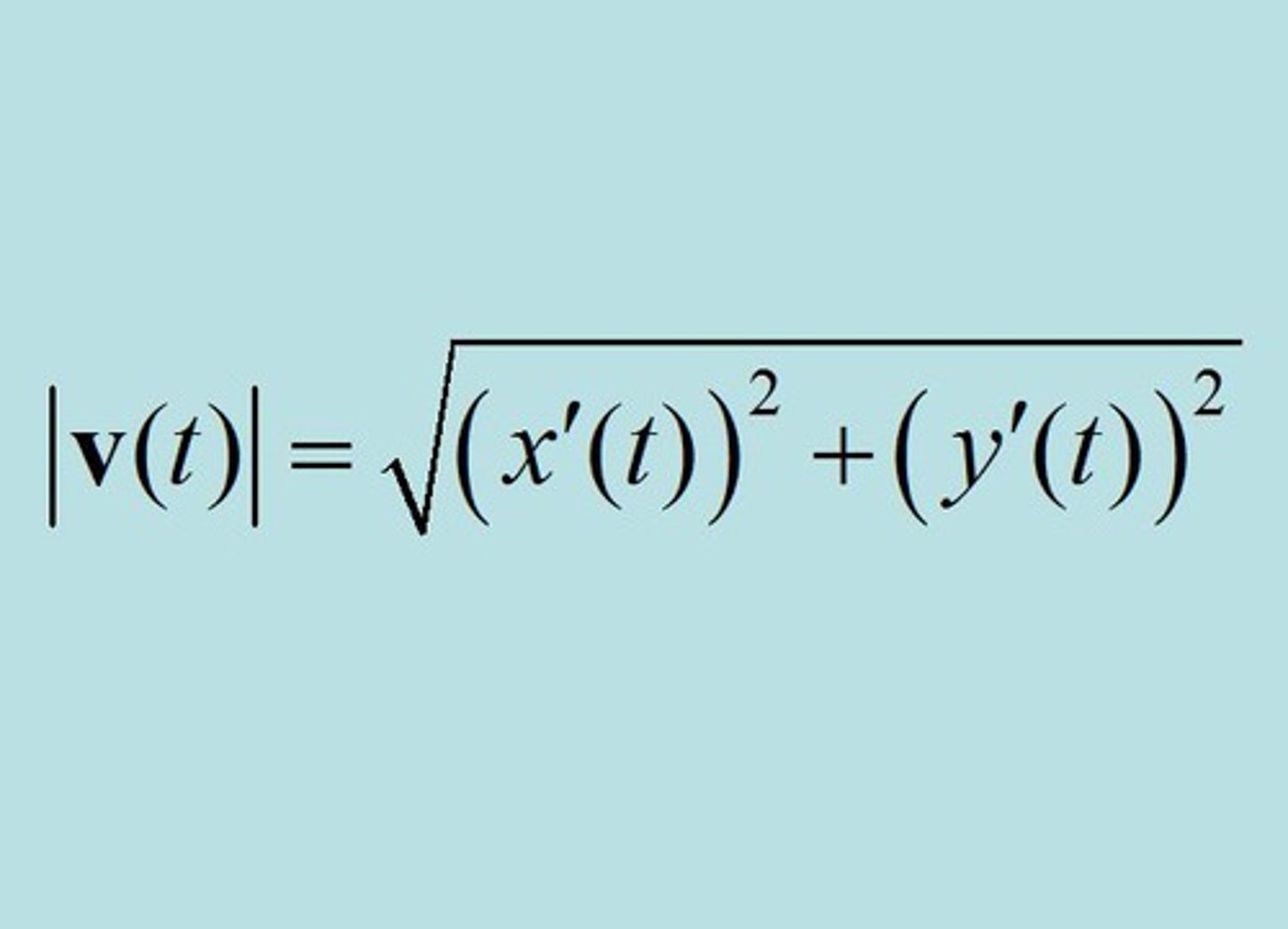 <p>speed= |v(t)|</p><p>=</p><p>√(dx/dt)² + (dy/dt)² not an integral!</p>