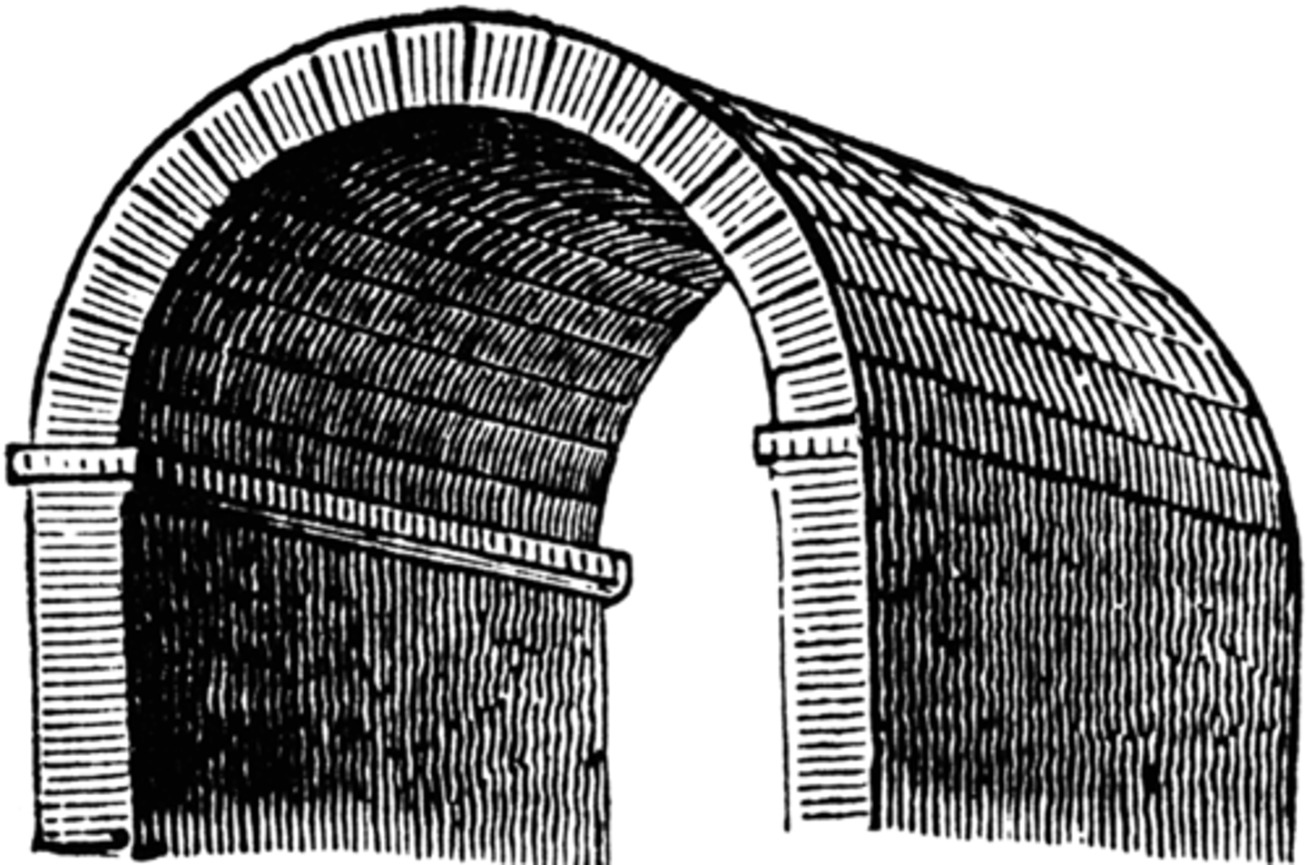 <p>a vault forming a half cylinder</p>