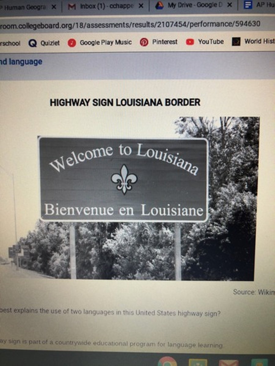 <p>The highway sign is a representation of the state's multilingual ethnic cultural heritage.</p>