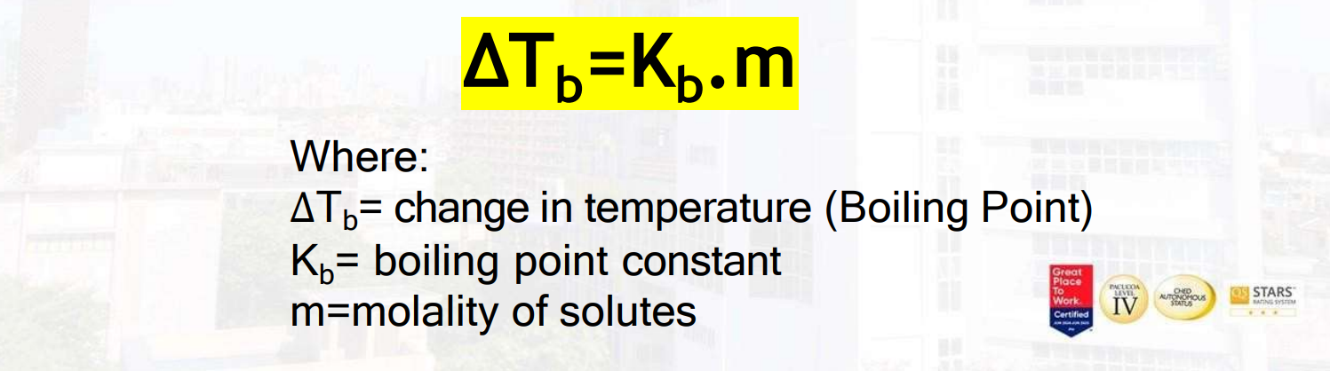 <p>The raising of the normal boiling point of a liquid by adding a non-volatile substance to it.</p>
