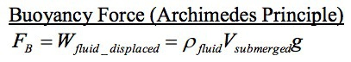 <p>Buoyancy Force = Weight of liquid displaced (in N) = Vρg</p><p>Struggling to keep your MCAT equations straight? Simply conquer the 100 most important equations using Andrew's 100 Most Essential Equations Mastery Course @ https://mcatselfprep.com/course/andrews-equation-mastery-course/</p>