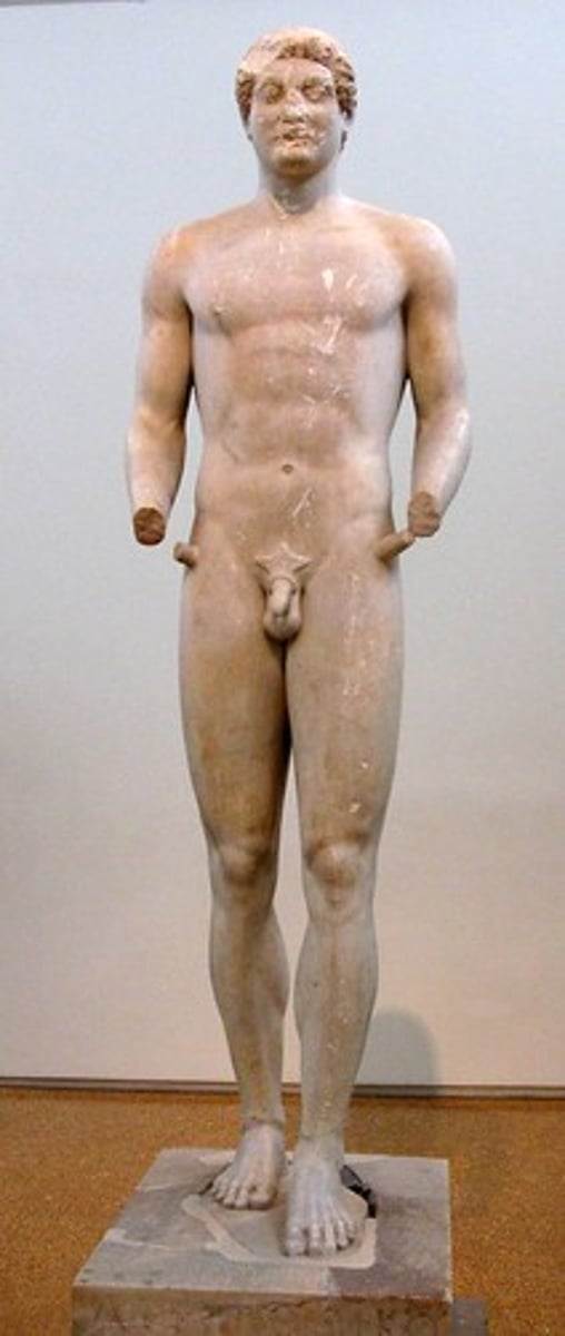 <p>Height: 1.95m<br>Date: c.510-500 BC<br>Material: Marble<br>Location: Athens</p>