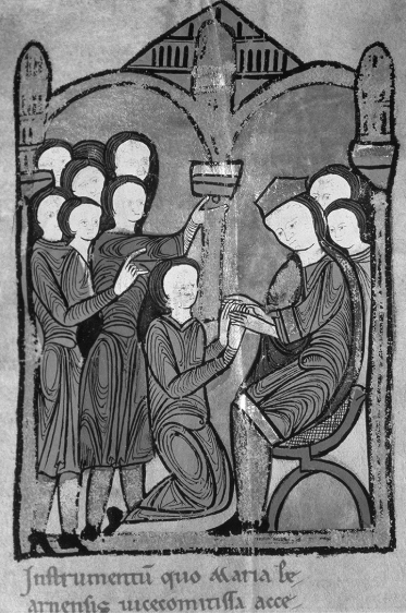 <p>The image most directly illustrates which of the following features of the political development of medieval Europe?</p>