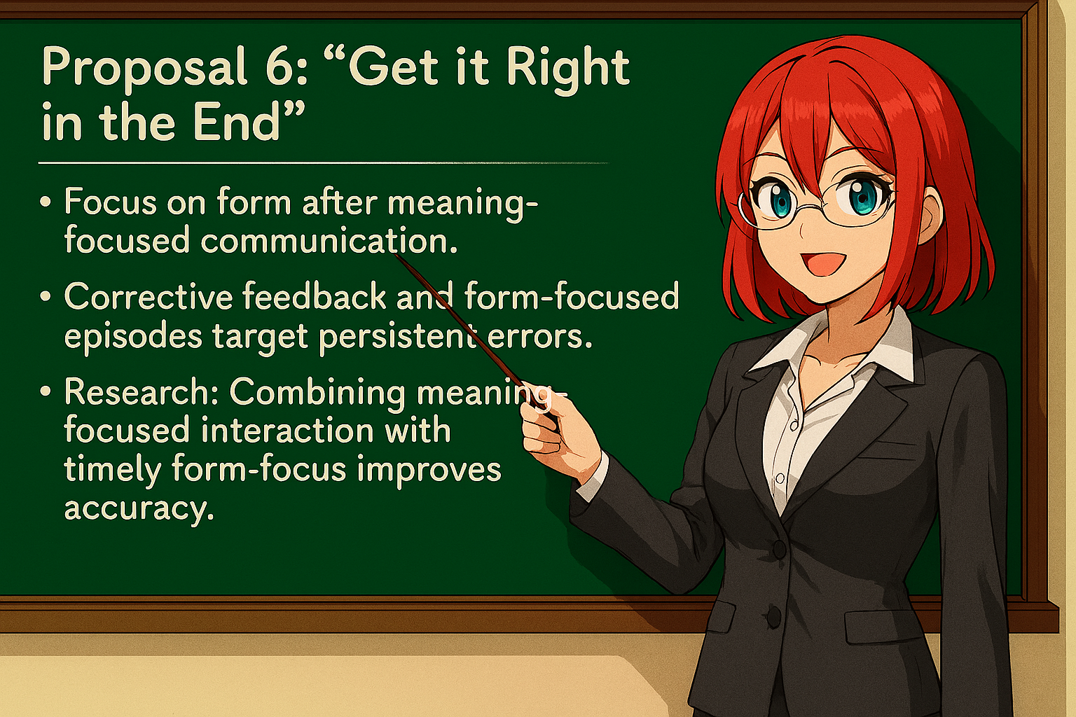 <p>Proposal 6: “Get it Right in the End”</p>