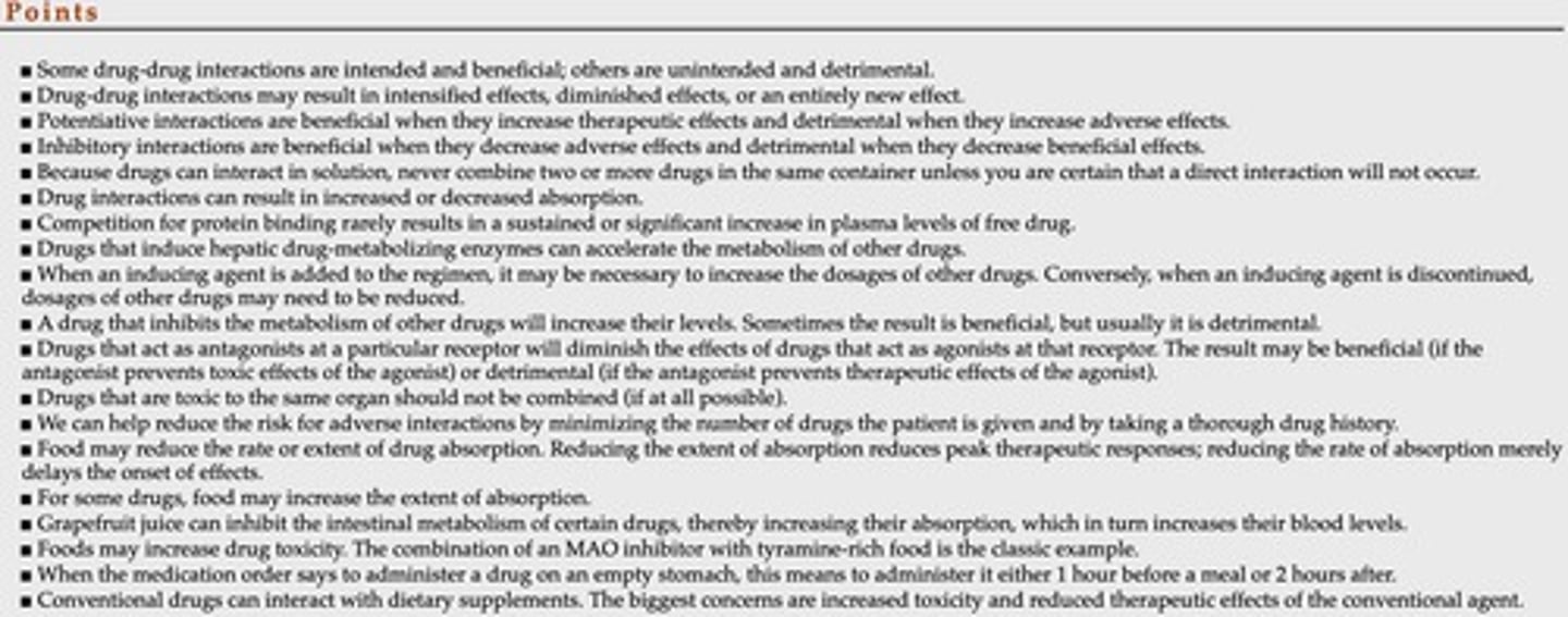<p>Interactions that can occur from multiple drug ingestion, often when patients take a variety of drugs throughout the day.</p>