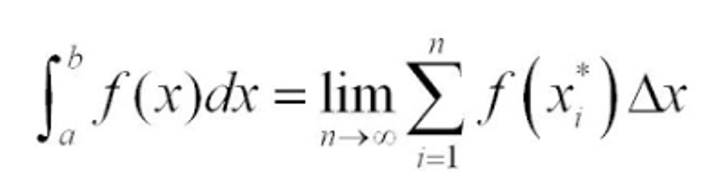 <p>We define the definite integral to be the limit of the Riemann Sum</p>