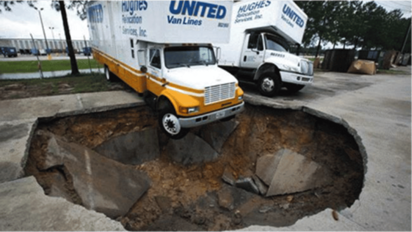 <p>when the roof of a cave collapses</p>
