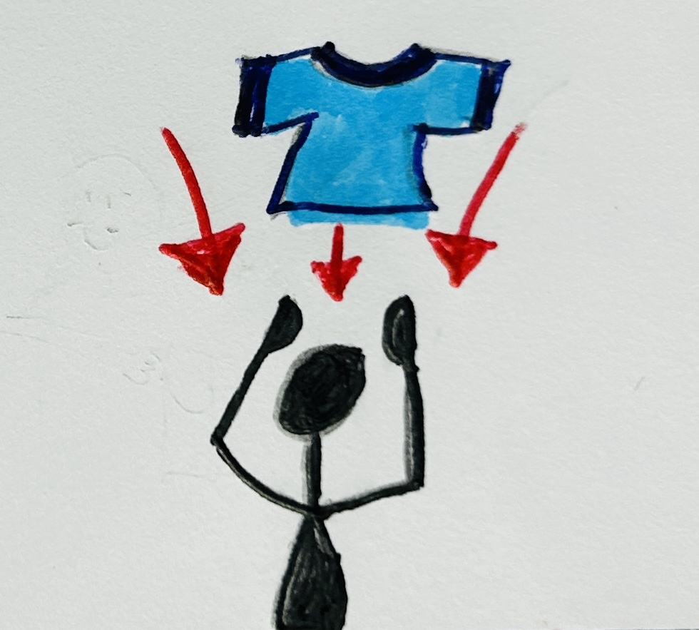 <p><strong>to add a piece of clothing</strong></p><p>(ponerte algo de ropa)</p>