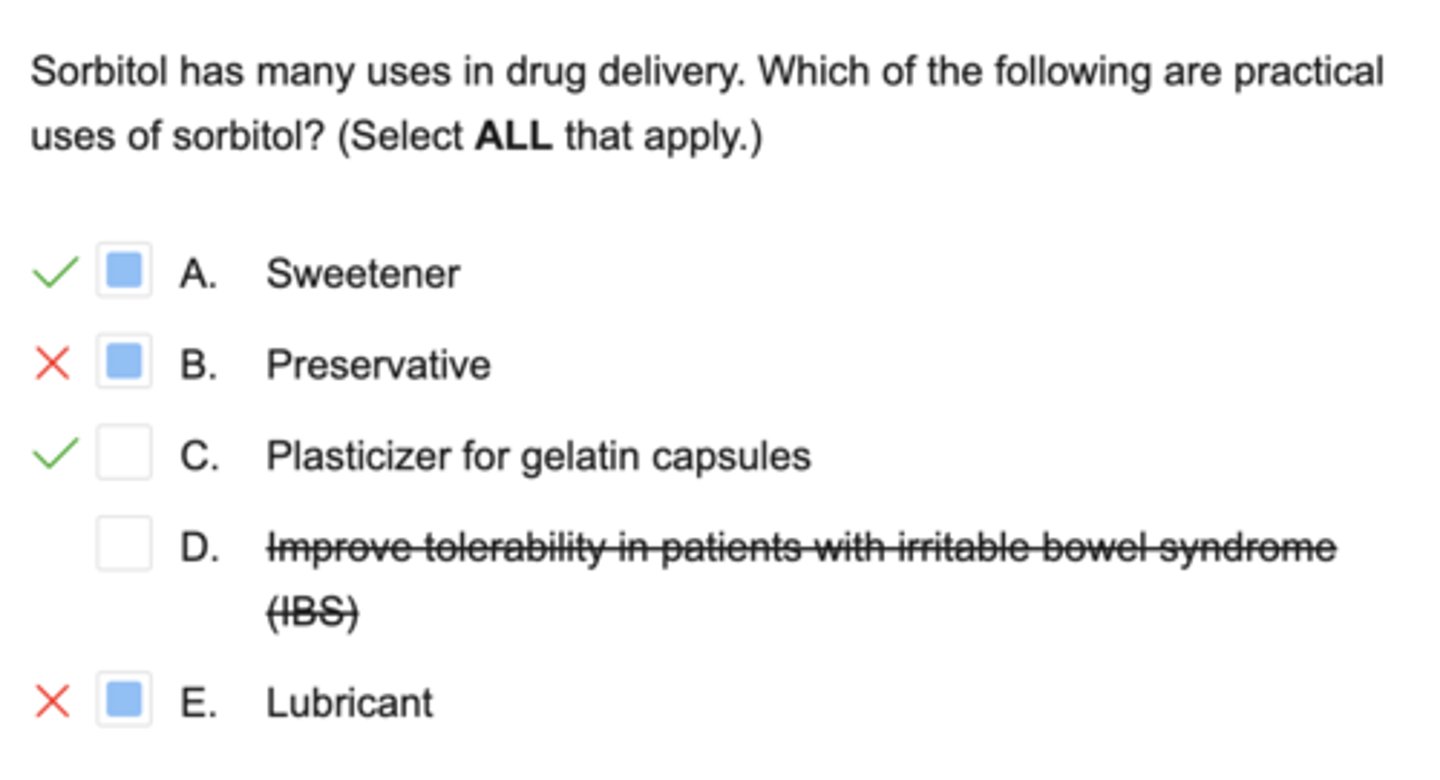<p>• Sweetener</p><p>• Plasticizer for gelation caps</p>