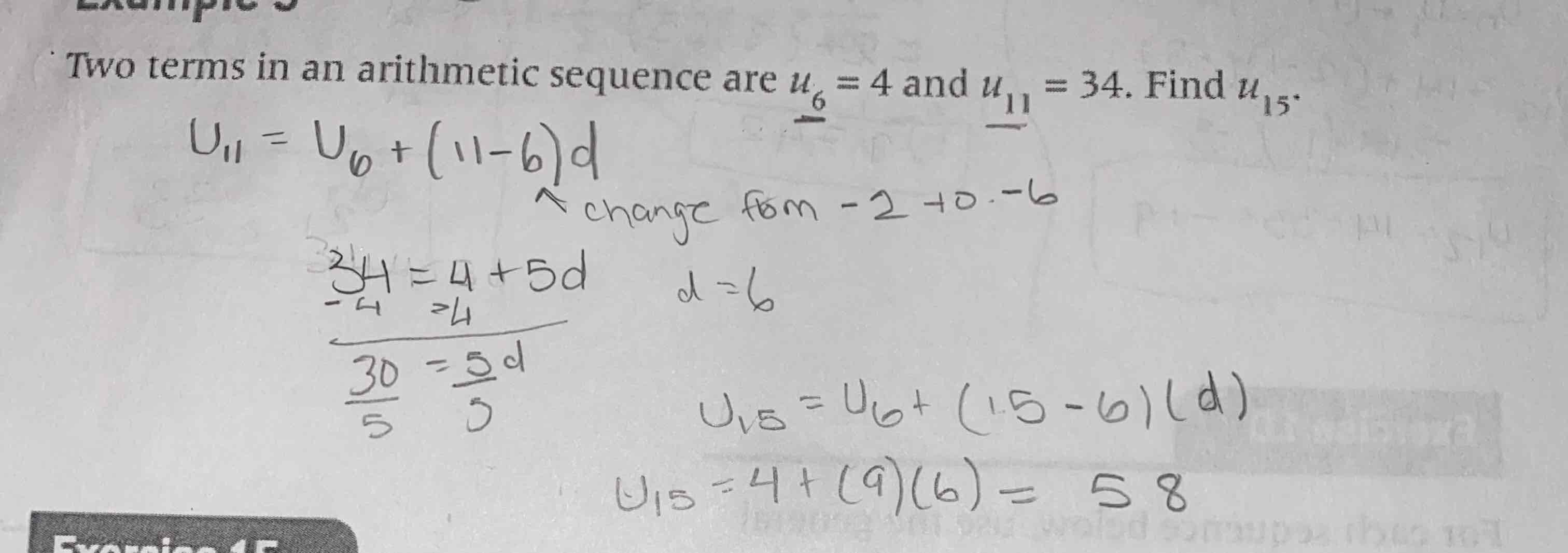 <p>change the -1 to whatever term number you want to find!!!! then find the difference and substitute that into the equation</p>