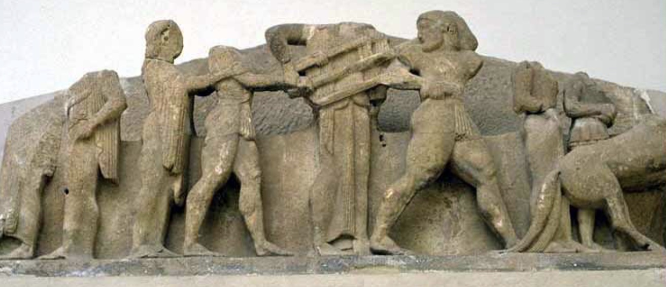 <p>This scene of Heracles behaving badly took place at:</p>