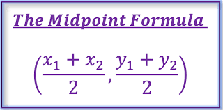 <p>(xm,ym) = coordinates of the midpoint. (x1, y1,) = coordinates of the first point. (x2, y2) = coordinates of the second point.</p>