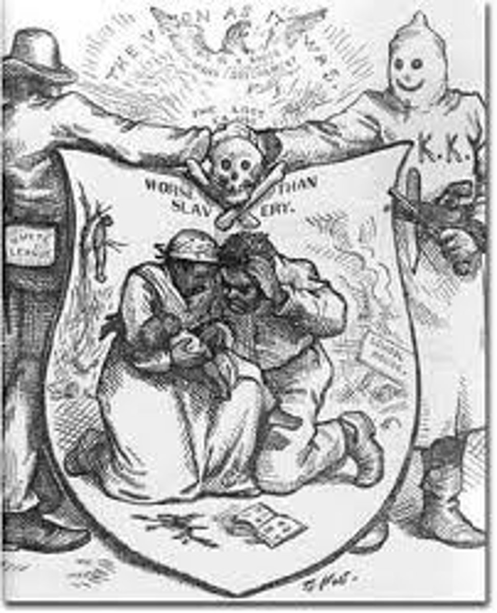 <p>The "Invisible Empire of the South", founded in Tennessee in 1866, made up of embittered white Southerners who resented the success and ability of Black legislators. They would terrorize blacks or their supporters.</p>