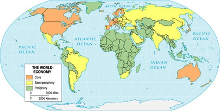 <p>economic and political connections that tie the world's countries together</p>