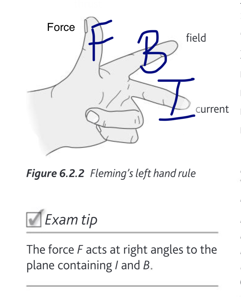 <p>Flemming’s left hand rule </p>