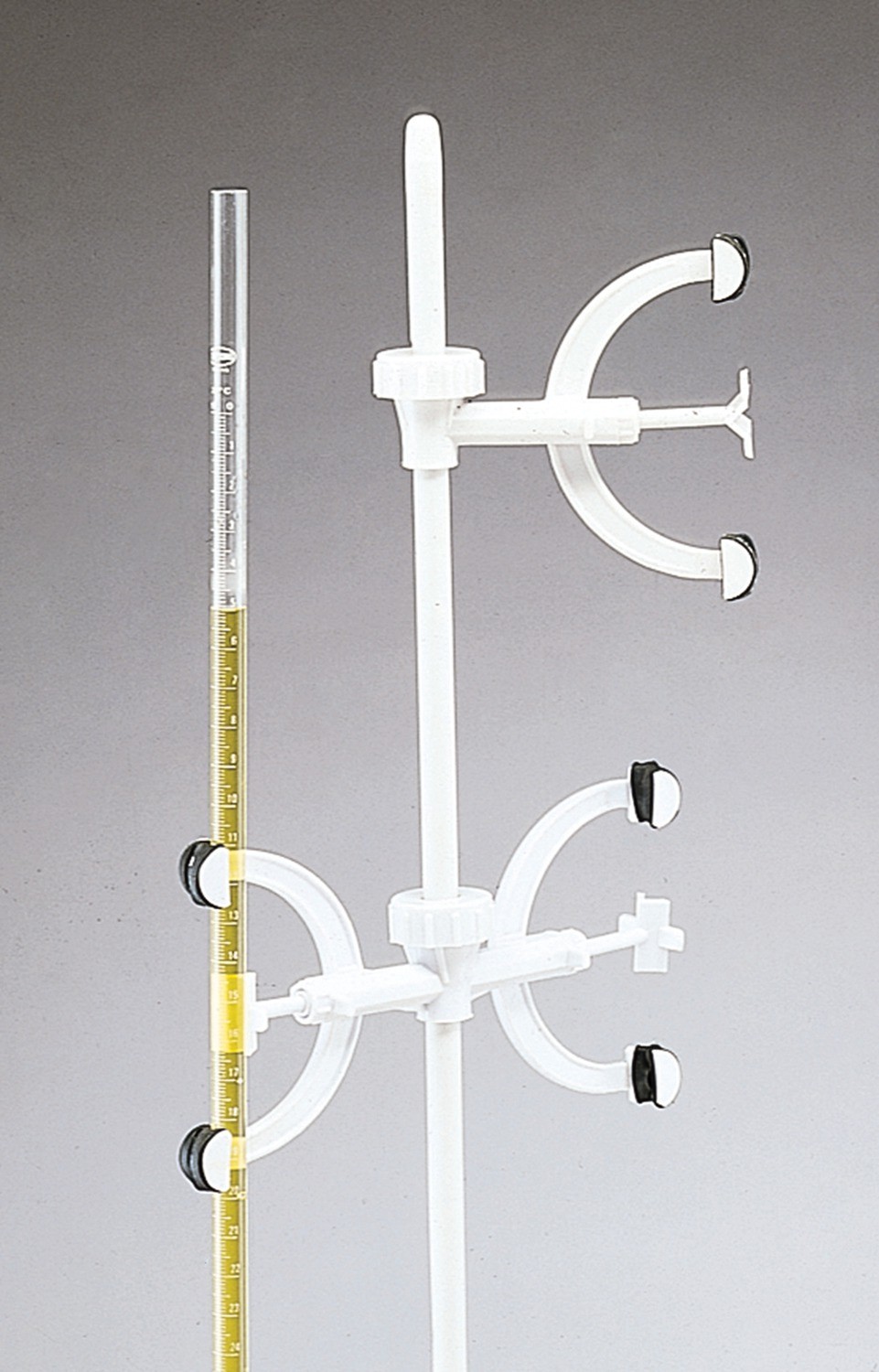 <p>Appearance - single or double Y-shaped items, with a C-shaped opening, which have spring action clamps</p><p>Uses - specifically to hold and secure a burette on a stand</p>