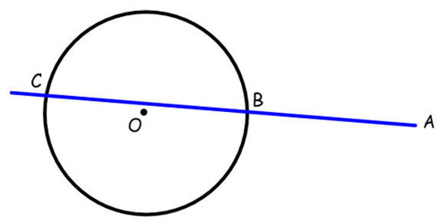 <p>intersects a circle in 2 places.</p>