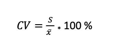 <p>is the relative standard deviation (RSD) expressed as percent</p>
