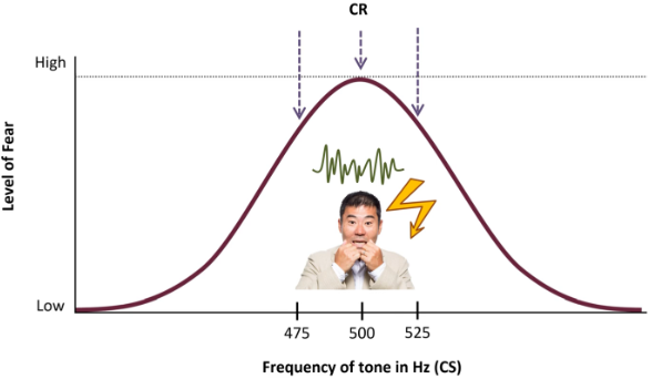 <p>A normal distribution graph that describes strength of CR elicitation depending on similarity to CS</p>