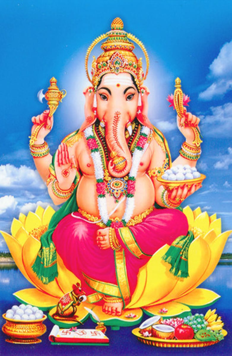 <p>Hinduisk gud med elefanthuvud, alla skolbarns speciella beskyddare</p>