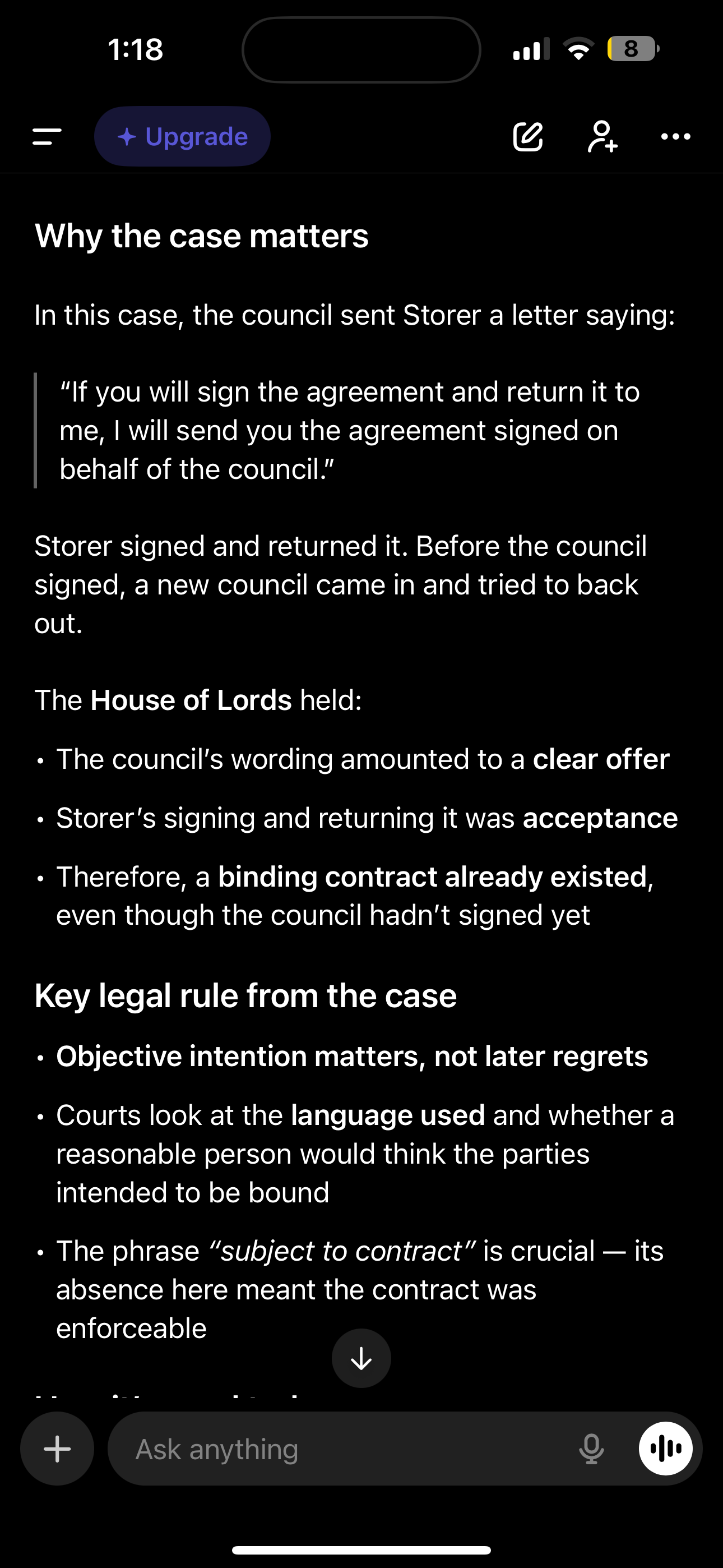 <p>Court of appeal held that contract was formed as letter from the council was a firm intention to proceed with the sale when storer returned the application form</p>