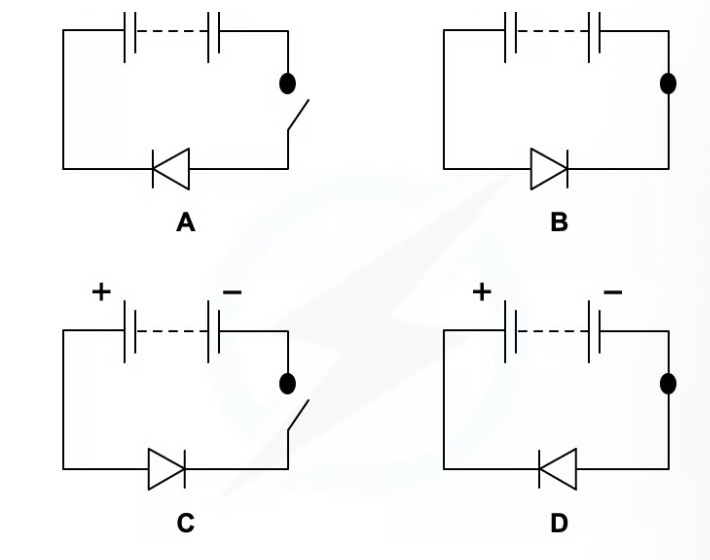 <p><span>Which circuit diagram correctly represents a circuit with current flowing through? Why?</span></p>
