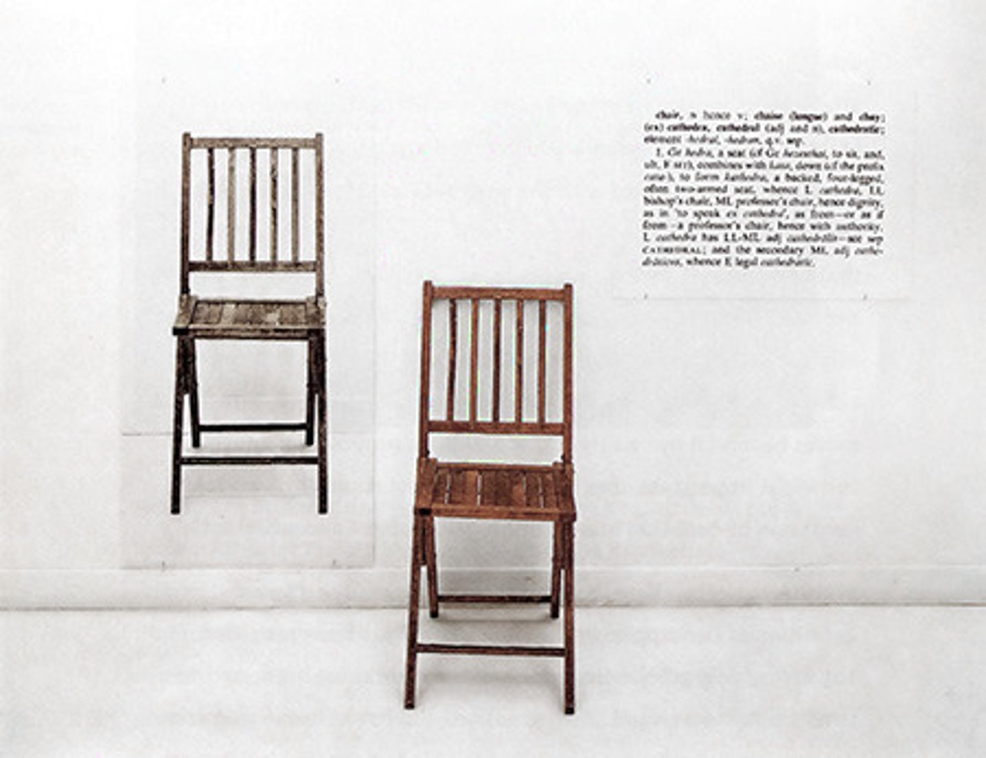 <p>Joseph Kosuth, "One and Three Chairs", 1965</p>