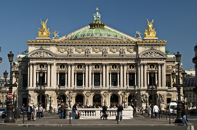 <p>Victorian architecture; one of the <strong><u>symbols of imperial regime</u></strong>. It is a <strong><u>very ornate building</u></strong> and its auditorium’s central chandelier weighs over 6 tons and the ceiling was painted by Chagall</p>