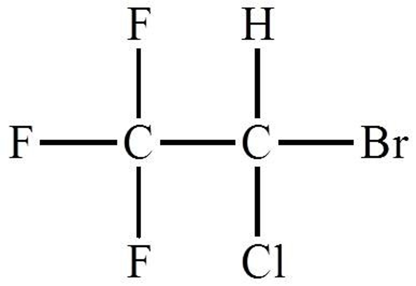 <p>Only inhalation anesthetic agent containing a bromine atom.</p>