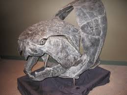 <ul><li><p>Extinct</p></li><li><p>Huge, bony, jawed fish</p></li></ul><p></p>