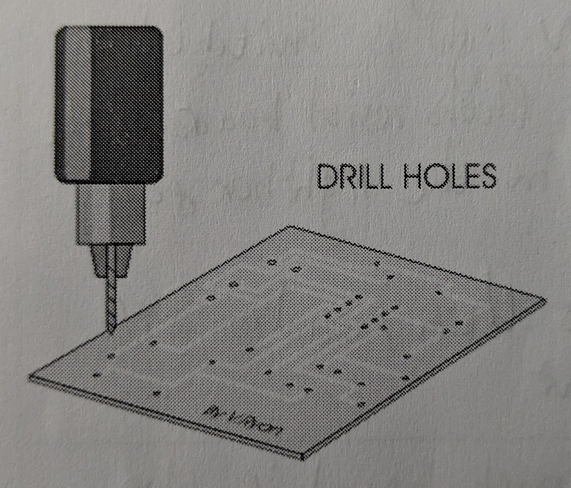 <p>Drilling holes for components. Careless drilling ruins PCBs.</p>