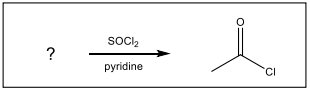 <p>Identify the starting material needed to form the following acid chloride using thionyl chloride.</p>
