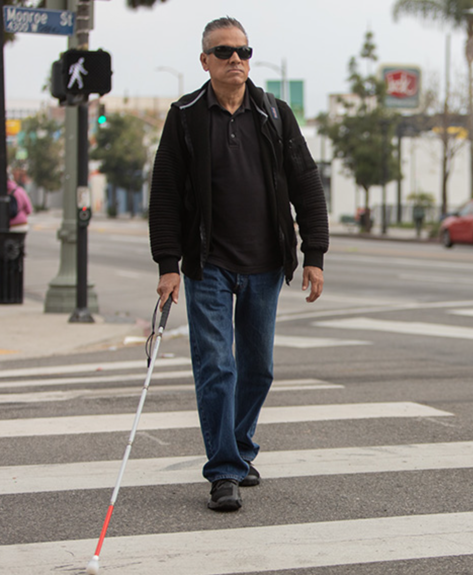 <p>Responsible Driving: A Blind Person Has The Right-Of-Way When Crossing The Street When…</p>