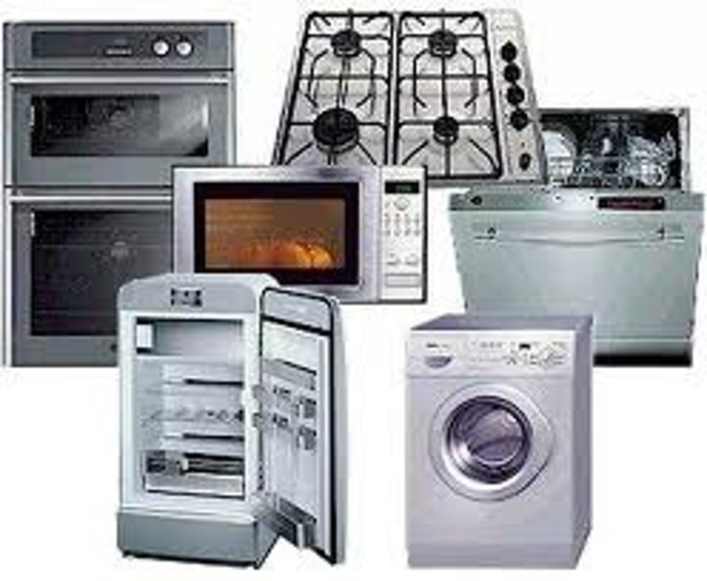 <p>прилад, пристрій(a device, machine, or piece of equipment, especially an electrical one that is used in the house, such as a cooker or washing machine: electric/domestic/household appliances)</p>
